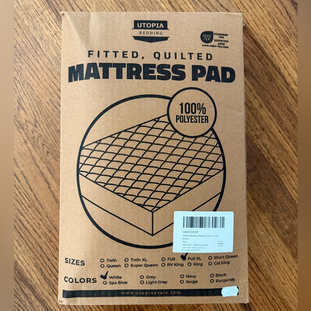 Utopia Bedding Fitted Quilted Mattress Pad - White for Full XL